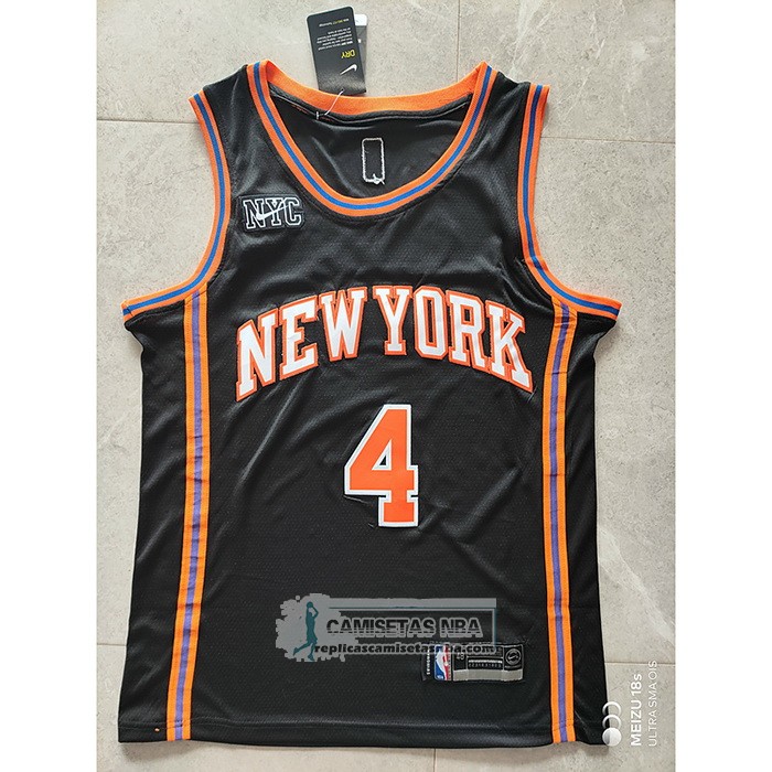 Camiseta New York Knicks Derrick Rose NO 4 Ciudad 2021-22 Negro